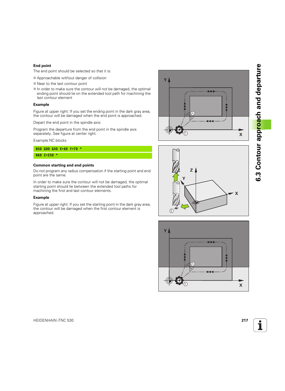 3 cont our appr oac h and depar tur e | HEIDENHAIN iTNC 530 (60642x-04) ISO programming User Manual | Page 217 / 664
