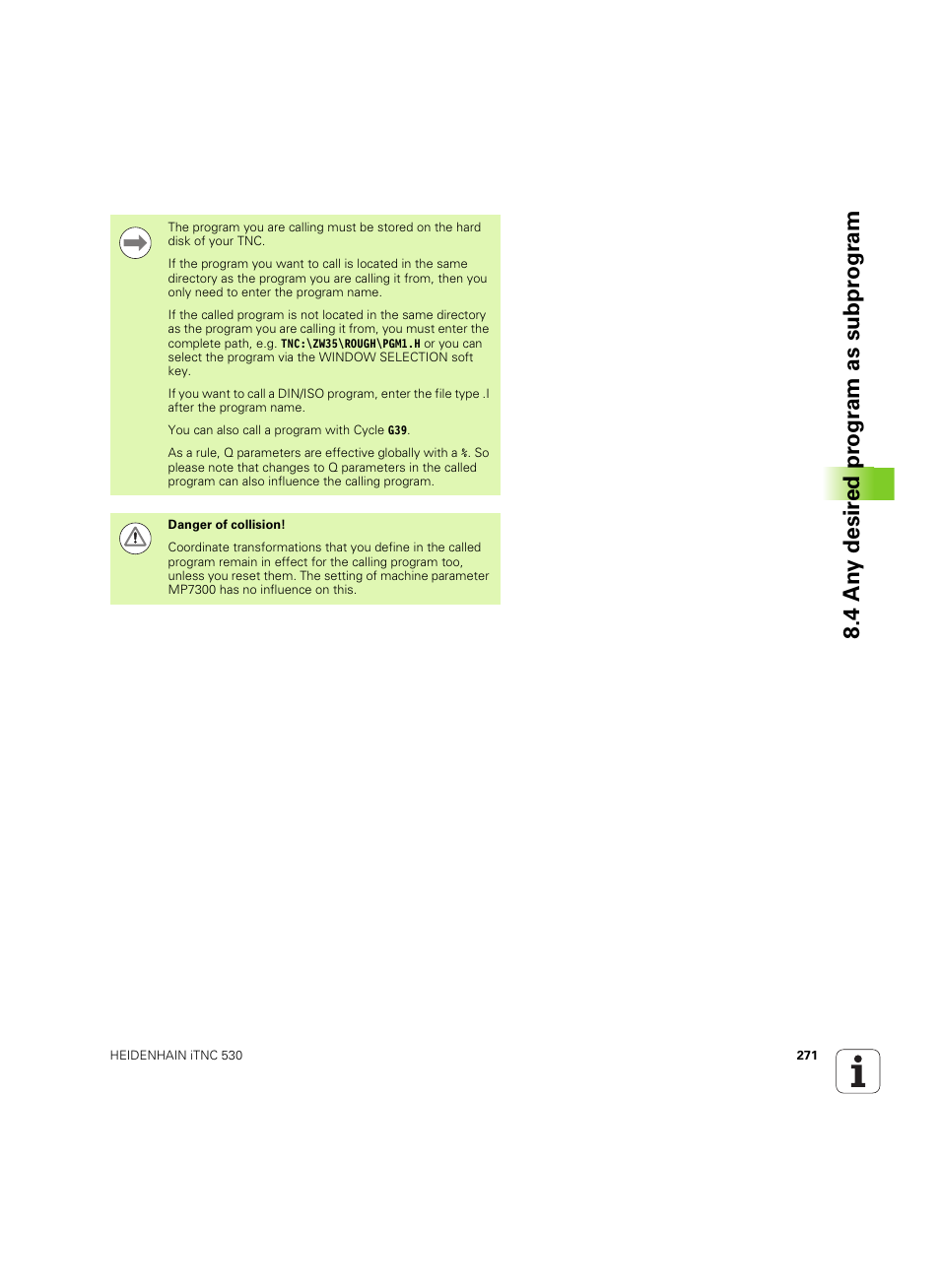 4 an y desir ed pr ogr am as subpr ogr am | HEIDENHAIN iTNC 530 (60642x-04) ISO programming User Manual | Page 271 / 664
