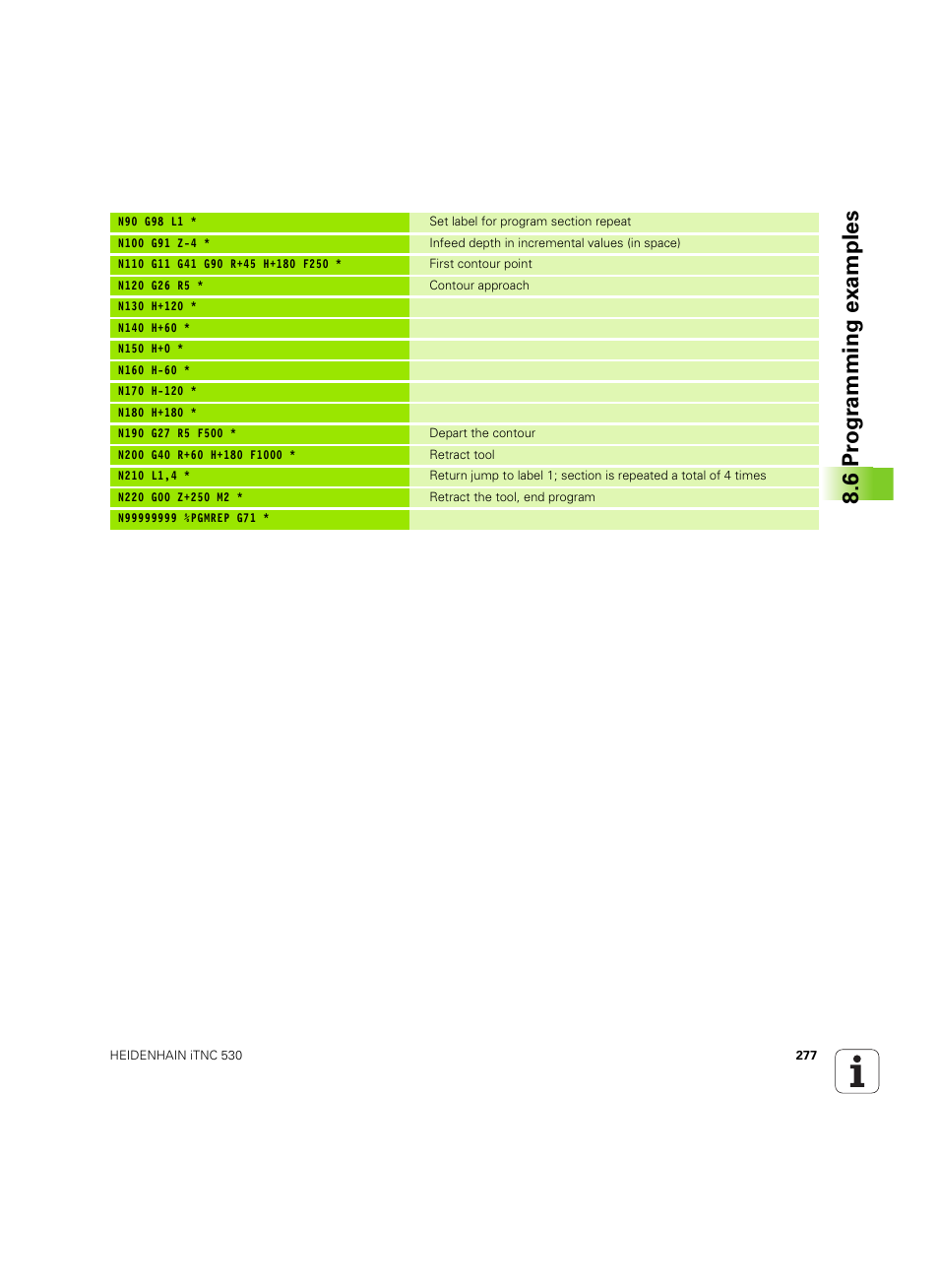 6 pr ogr amming examples | HEIDENHAIN iTNC 530 (60642x-04) ISO programming User Manual | Page 277 / 664