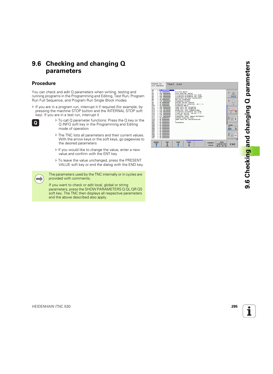 6 checking and changing q parameters, Procedure | HEIDENHAIN iTNC 530 (60642x-04) ISO programming User Manual | Page 295 / 664