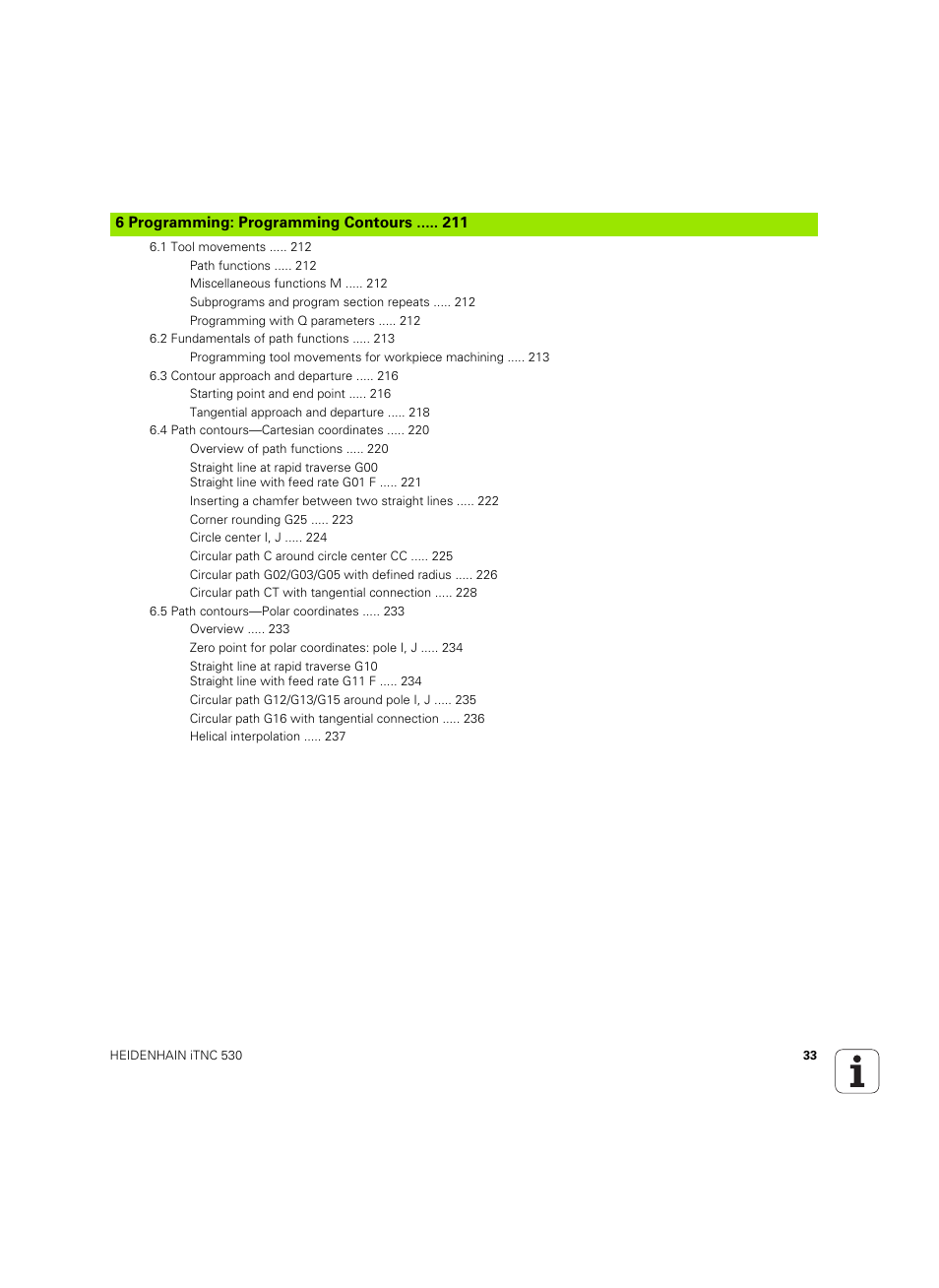 6 programming: programming contours | HEIDENHAIN iTNC 530 (60642x-04) ISO programming User Manual | Page 33 / 664