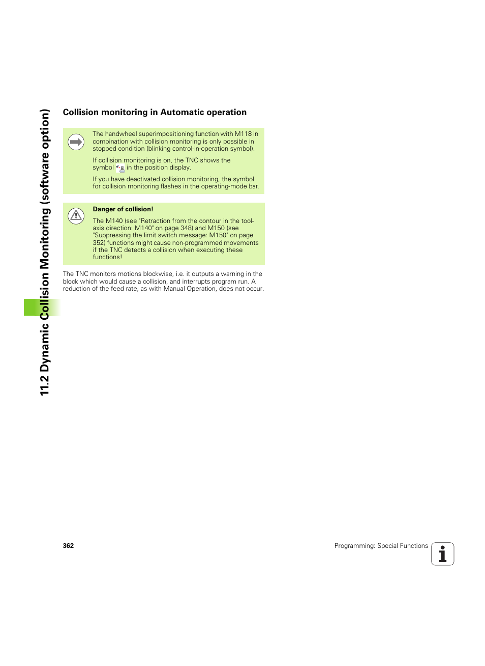 Collision monitoring in automatic operation | HEIDENHAIN iTNC 530 (60642x-04) ISO programming User Manual | Page 362 / 664