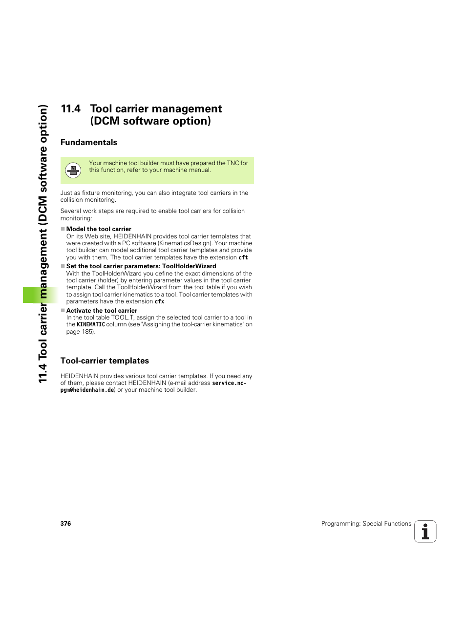 4 tool carrier management (dcm software option), Fundamentals, Tool-carrier templates | HEIDENHAIN iTNC 530 (60642x-04) ISO programming User Manual | Page 376 / 664
