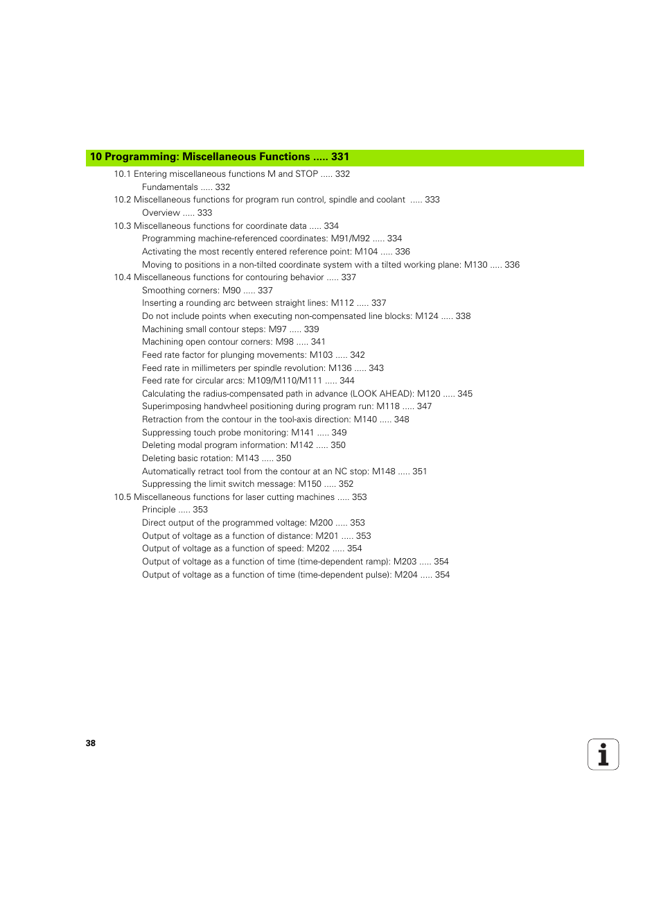 10 programming: miscellaneous functions | HEIDENHAIN iTNC 530 (60642x-04) ISO programming User Manual | Page 38 / 664