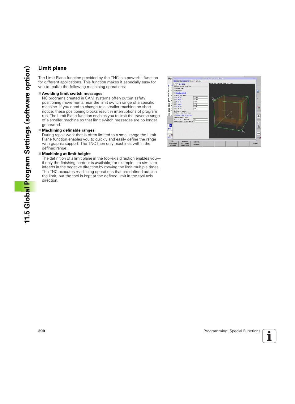 Limit plane | HEIDENHAIN iTNC 530 (60642x-04) ISO programming User Manual | Page 390 / 664