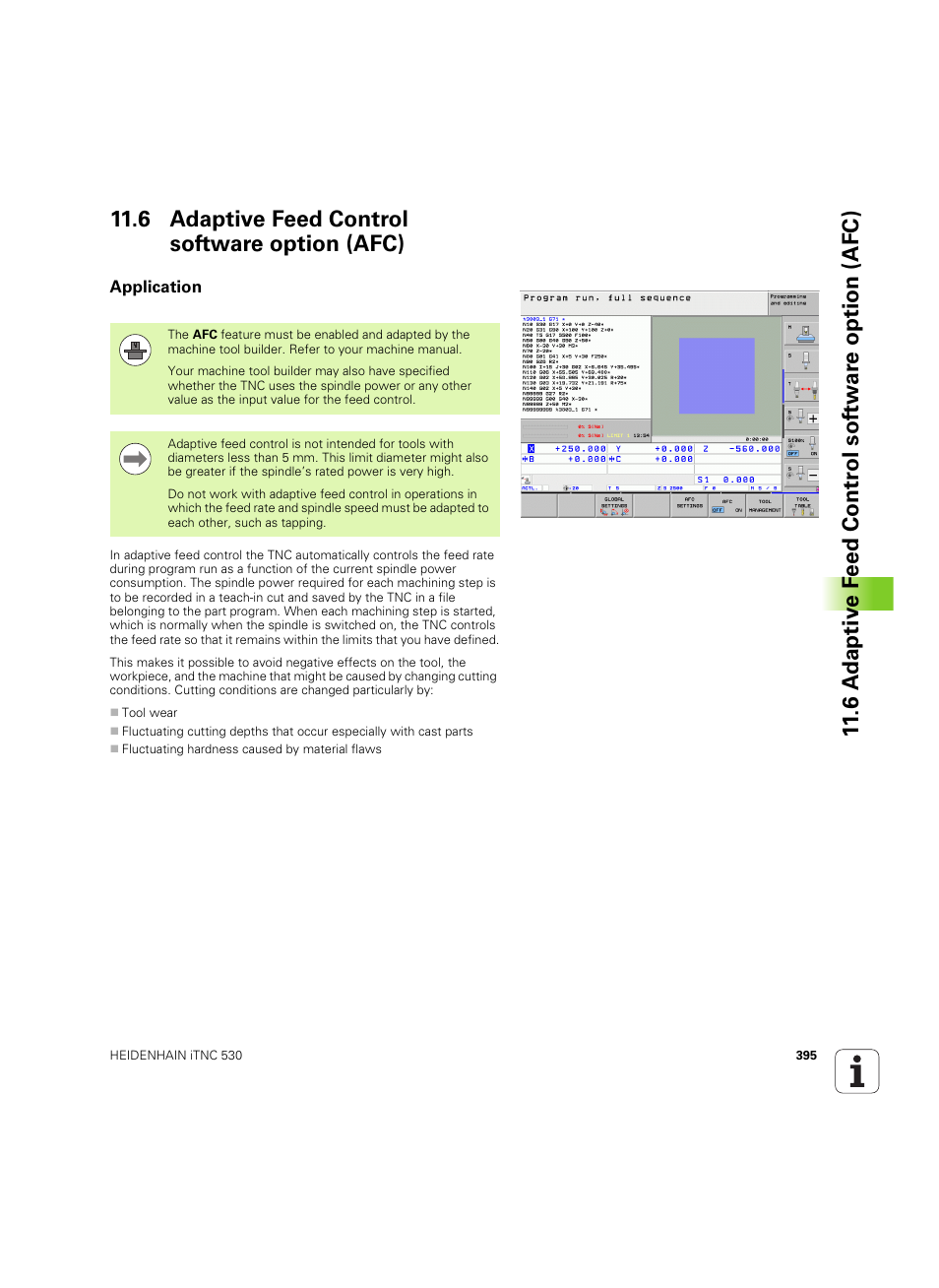 6 adaptive feed control software option (afc), Application | HEIDENHAIN iTNC 530 (60642x-04) ISO programming User Manual | Page 395 / 664