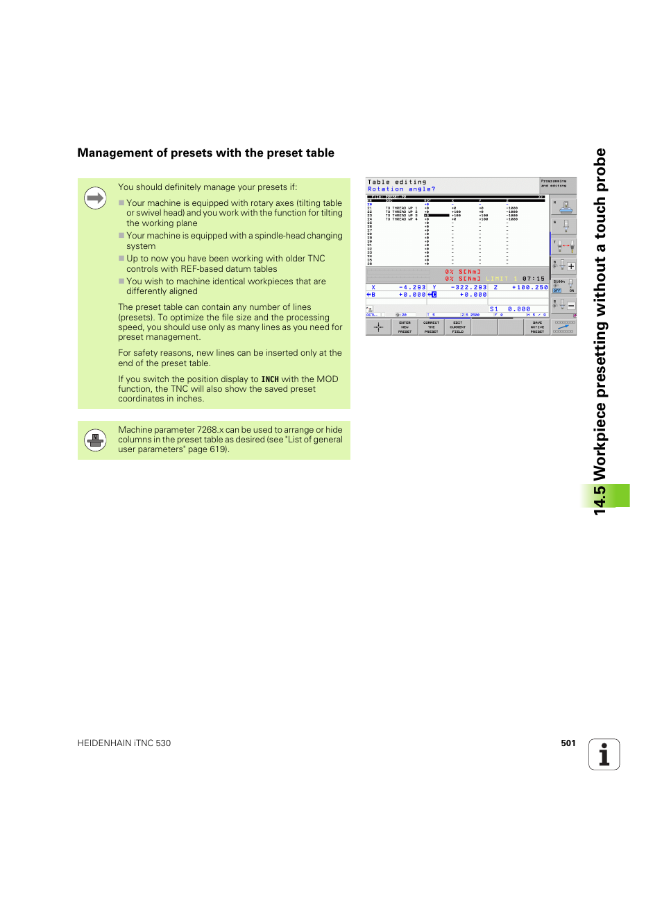 Management of presets with the preset table | HEIDENHAIN iTNC 530 (60642x-04) ISO programming User Manual | Page 501 / 664