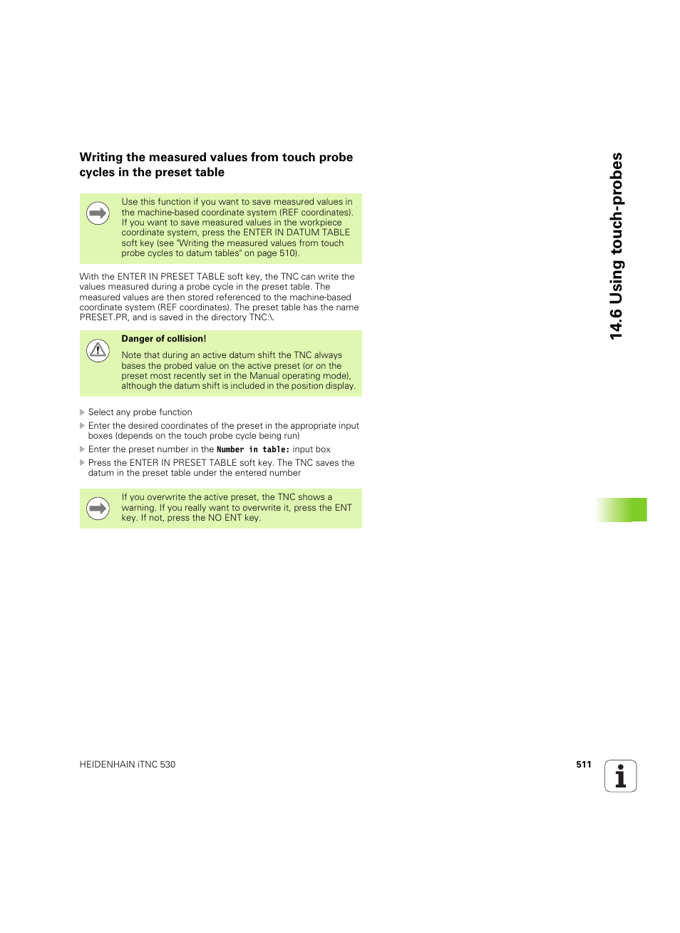 6 using to uc h-pr obes | HEIDENHAIN iTNC 530 (60642x-04) ISO programming User Manual | Page 511 / 664