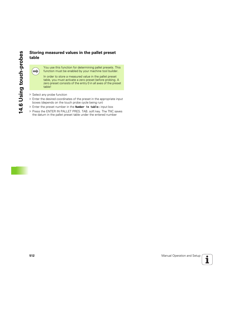 Storing measured values in the pallet preset table, 6 using to uc h-pr obes | HEIDENHAIN iTNC 530 (60642x-04) ISO programming User Manual | Page 512 / 664