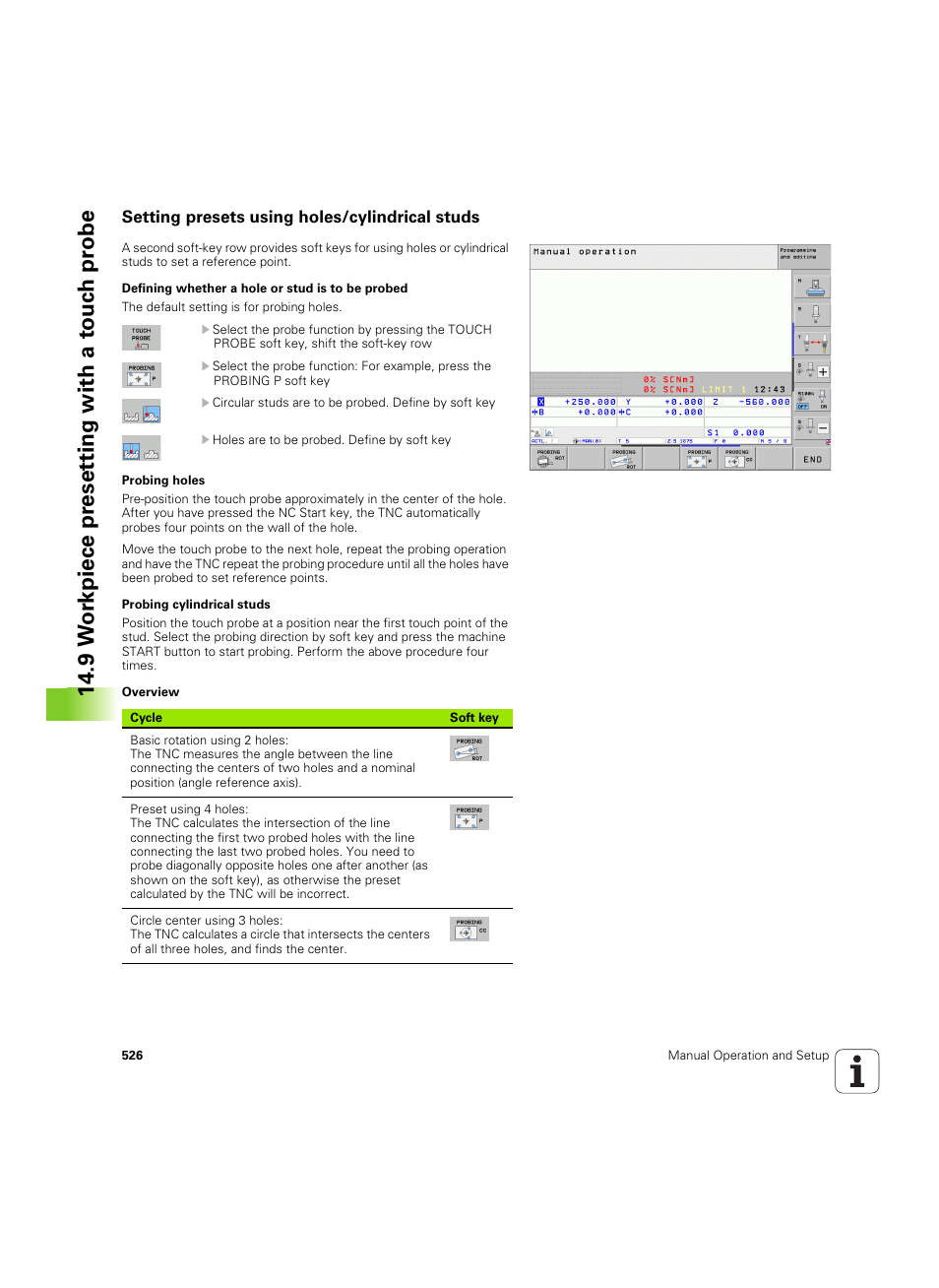 Setting presets using holes/cylindrical studs, 9 w or kpiece pr eset ting with a to uc h pr obe | HEIDENHAIN iTNC 530 (60642x-04) ISO programming User Manual | Page 526 / 664