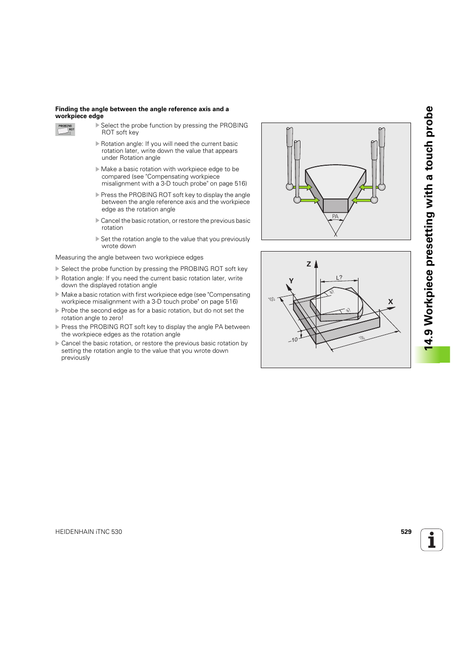 9 w or kpiece pr eset ting with a to uc h pr obe | HEIDENHAIN iTNC 530 (60642x-04) ISO programming User Manual | Page 529 / 664