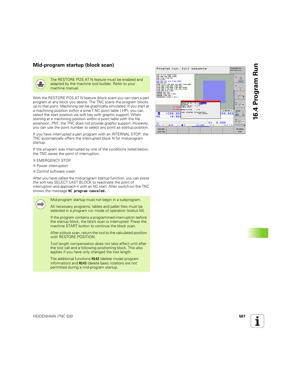 Mid-program startup (block scan), 4 pr ogr am run | HEIDENHAIN iTNC 530 (60642x-04) ISO programming User Manual | Page 567 / 664