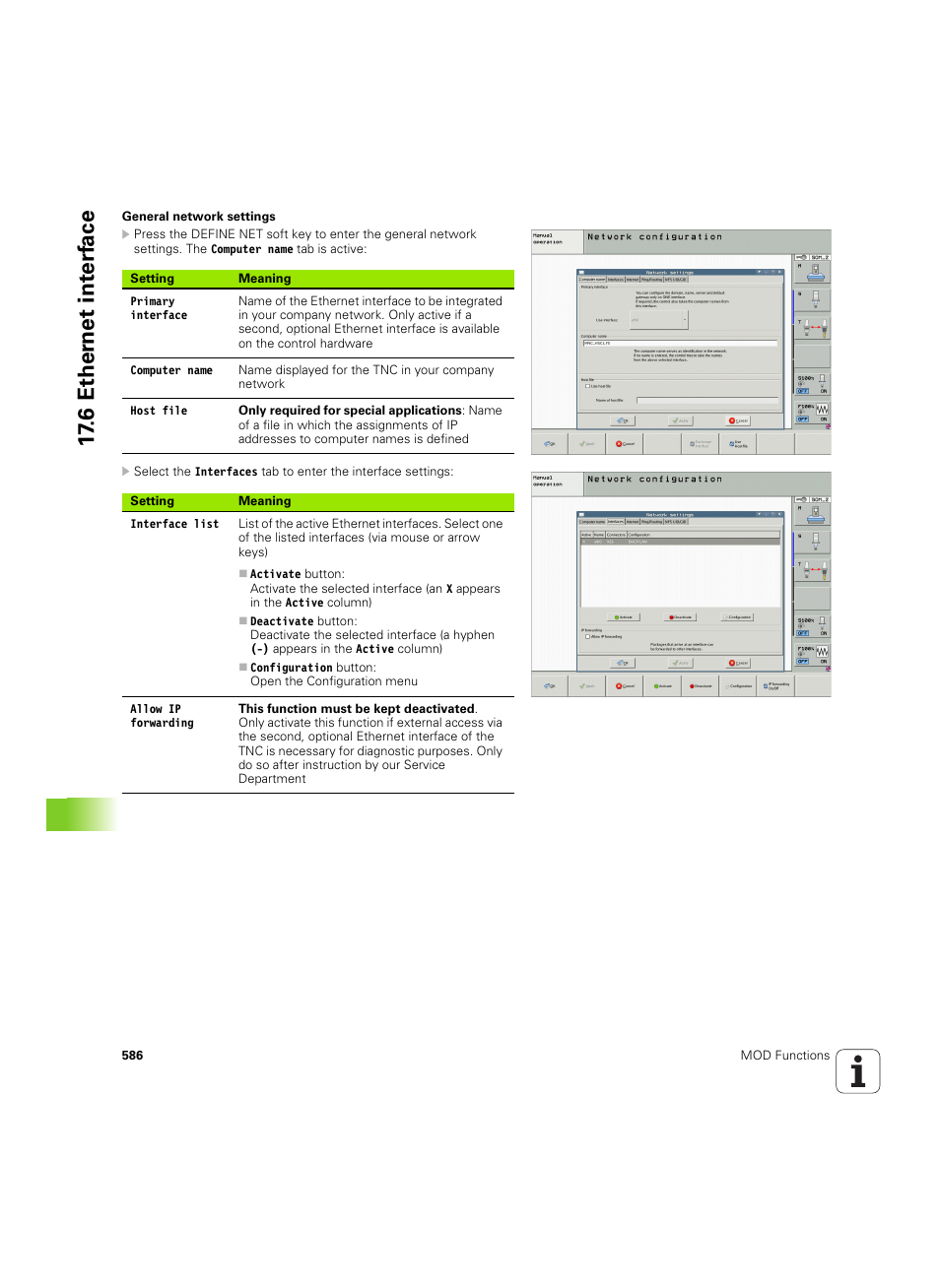 17 .6 ether n et int erf ace | HEIDENHAIN iTNC 530 (60642x-04) ISO programming User Manual | Page 586 / 664