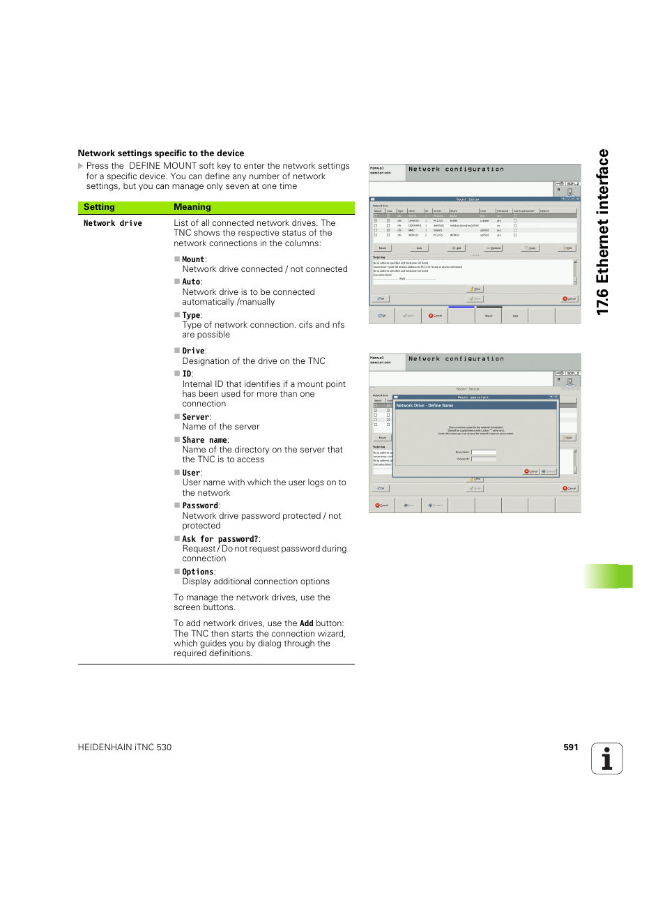 17 .6 ether n et int erf ace | HEIDENHAIN iTNC 530 (60642x-04) ISO programming User Manual | Page 591 / 664