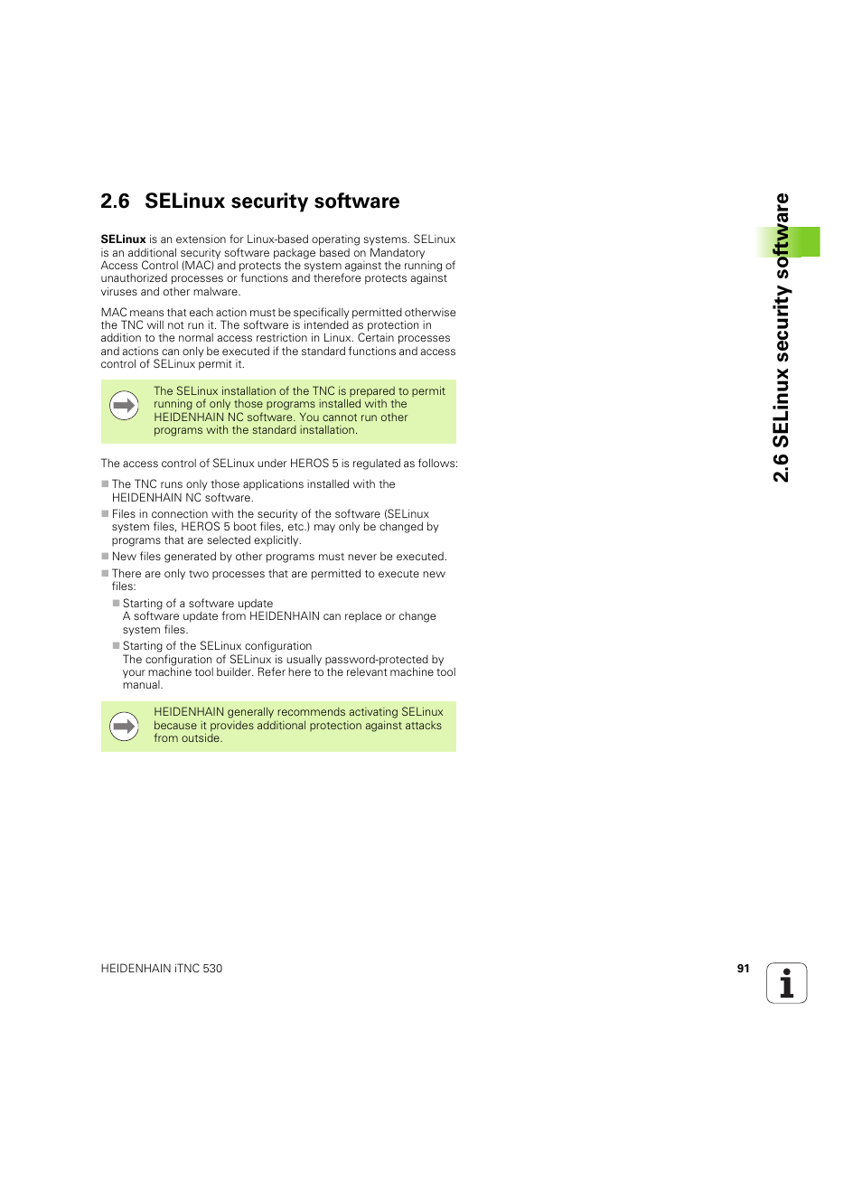 6 selinux security software | HEIDENHAIN iTNC 530 (60642x-04) ISO programming User Manual | Page 91 / 664