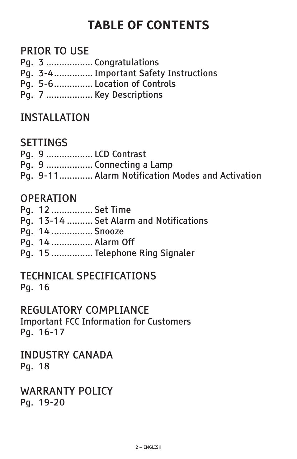 ClearSounds SW200 User Manual | Page 2 / 20