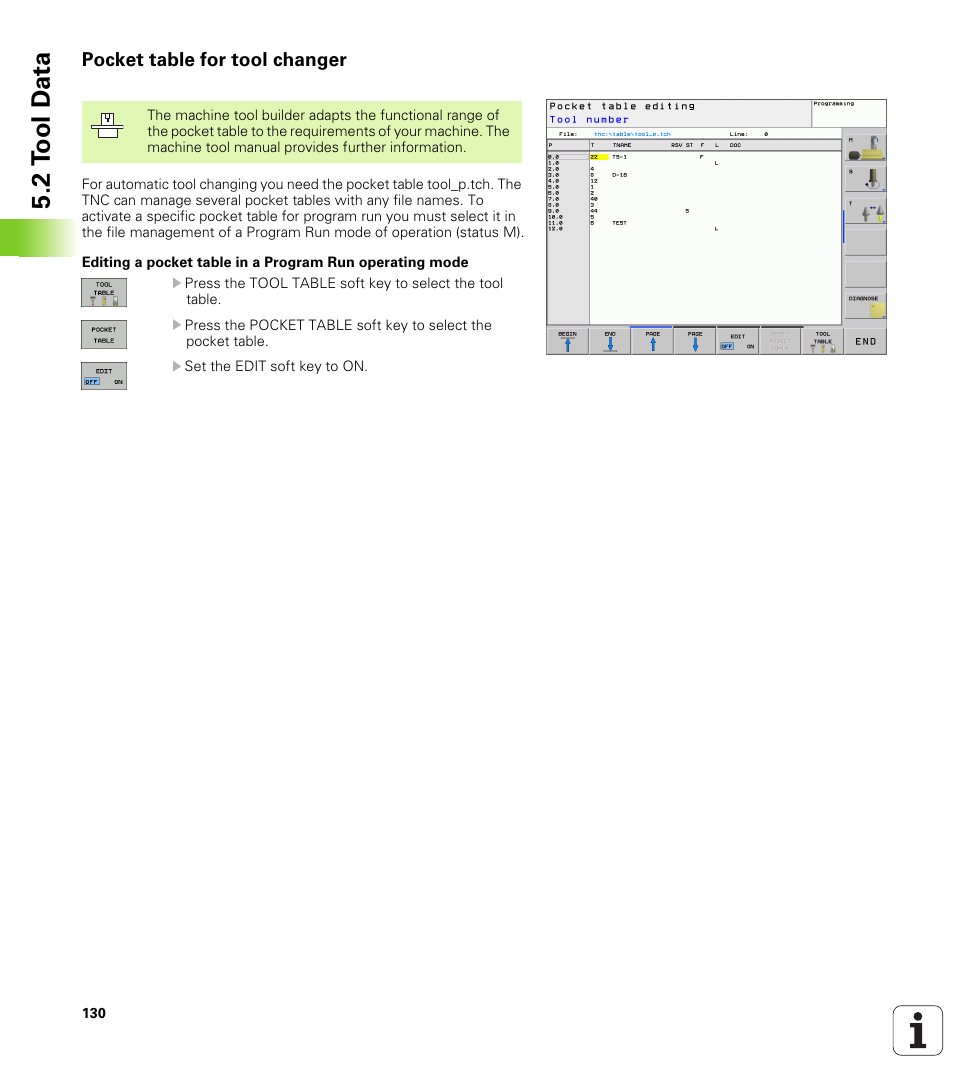 Pocket table for tool changer, 2 t ool d a ta | HEIDENHAIN TNC 620 (340 56x-01) User Manual | Page 130 / 539