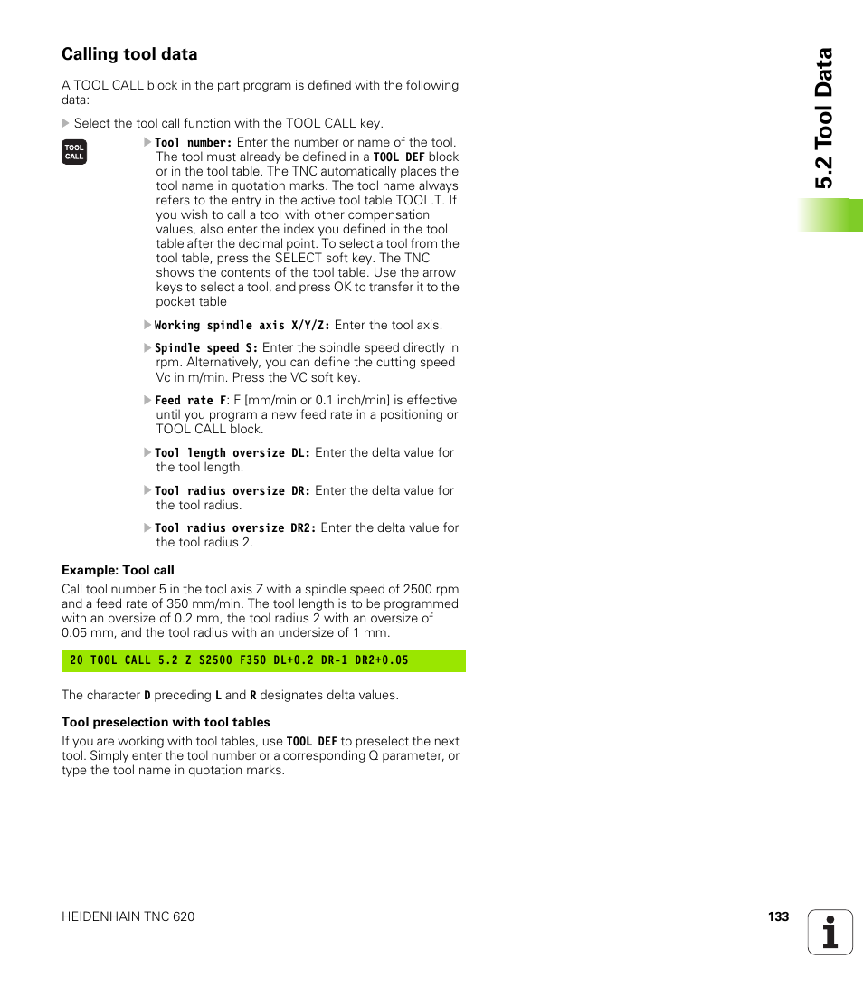 Calling tool data, 2 t ool d a ta | HEIDENHAIN TNC 620 (340 56x-01) User Manual | Page 133 / 539