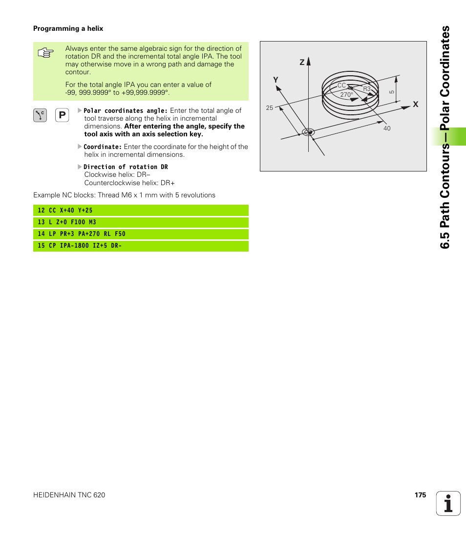 5 p a th cont ours—p o lar coor dinat e s | HEIDENHAIN TNC 620 (340 56x-01) User Manual | Page 175 / 539