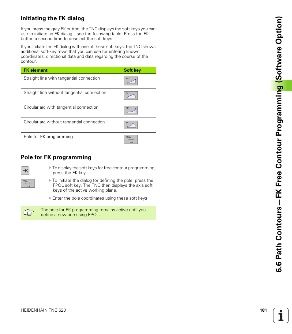 Initiating the fk dialog, Pole for fk programming | HEIDENHAIN TNC 620 (340 56x-01) User Manual | Page 181 / 539