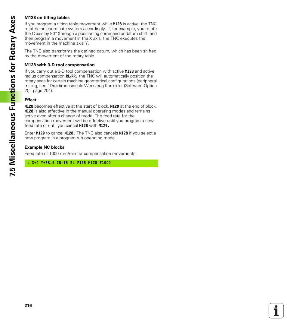 5 miscellaneous f unctions f or rotary ax es | HEIDENHAIN TNC 620 (340 56x-01) User Manual | Page 216 / 539
