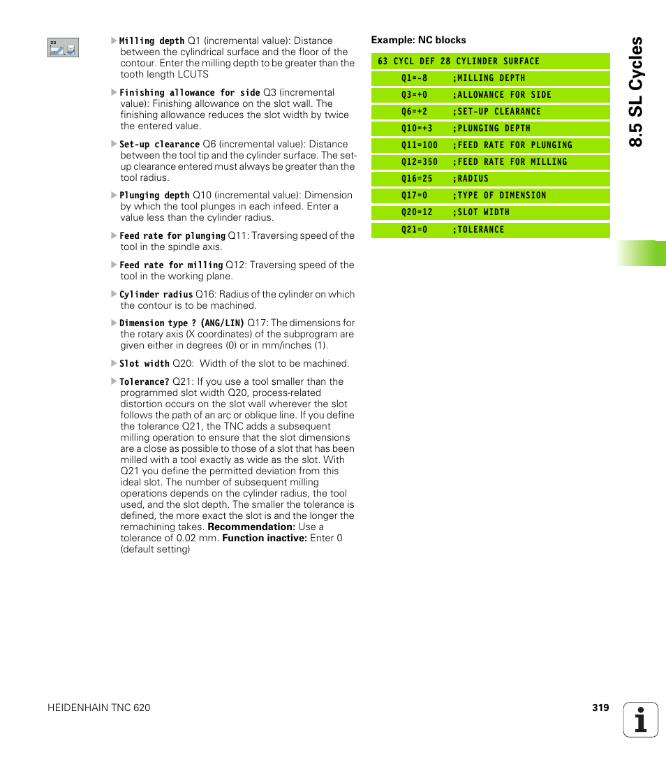 5 sl cy cles | HEIDENHAIN TNC 620 (340 56x-01) User Manual | Page 319 / 539