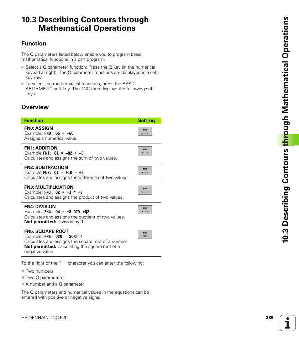 Function, Overview | HEIDENHAIN TNC 620 (340 56x-01) User Manual | Page 389 / 539