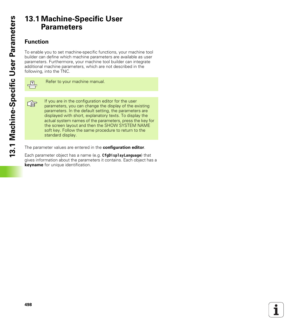 1 machine-specific user parameters, Function | HEIDENHAIN TNC 620 (340 56x-01) User Manual | Page 498 / 539
