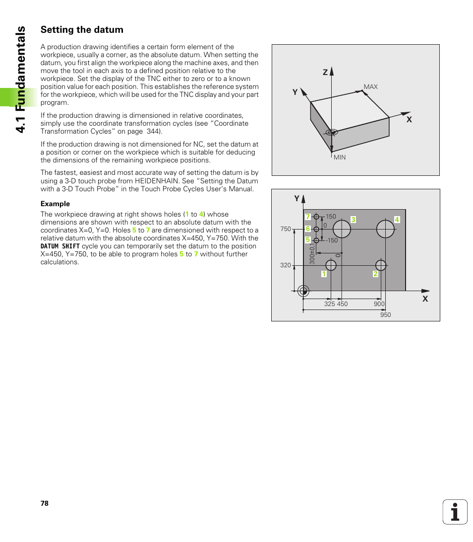 Setting the datum, 1 f undamentals | HEIDENHAIN TNC 620 (340 56x-01) User Manual | Page 78 / 539