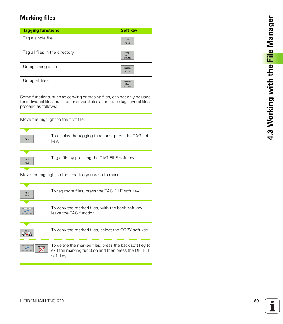 Marking files, 3 w o rk ing with the file manag e r | HEIDENHAIN TNC 620 (340 56x-01) User Manual | Page 89 / 539
