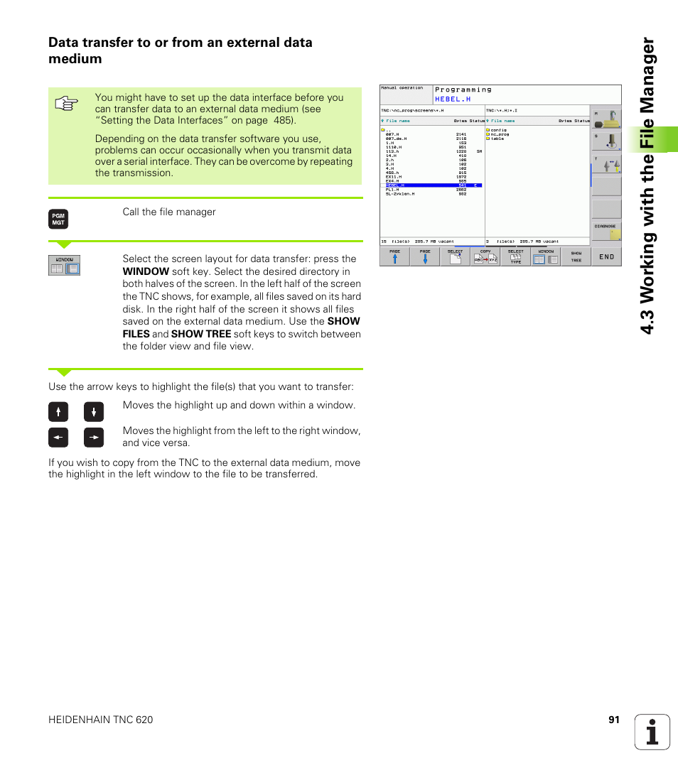 Data transfer to or from an external data medium, 3 w o rk ing with the file manag e r | HEIDENHAIN TNC 620 (340 56x-01) User Manual | Page 91 / 539