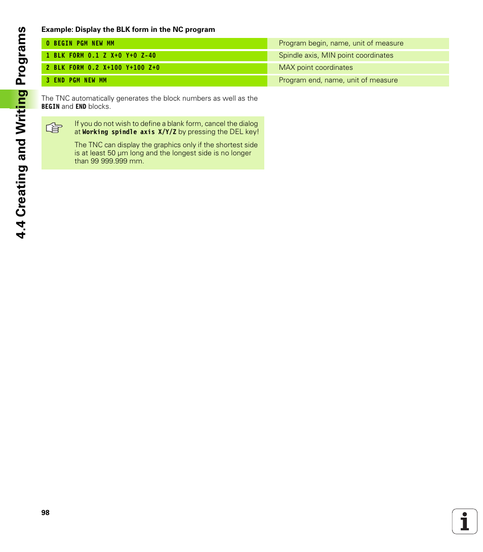4 cr eating and w riting pr ogr a ms | HEIDENHAIN TNC 620 (340 56x-01) User Manual | Page 98 / 539