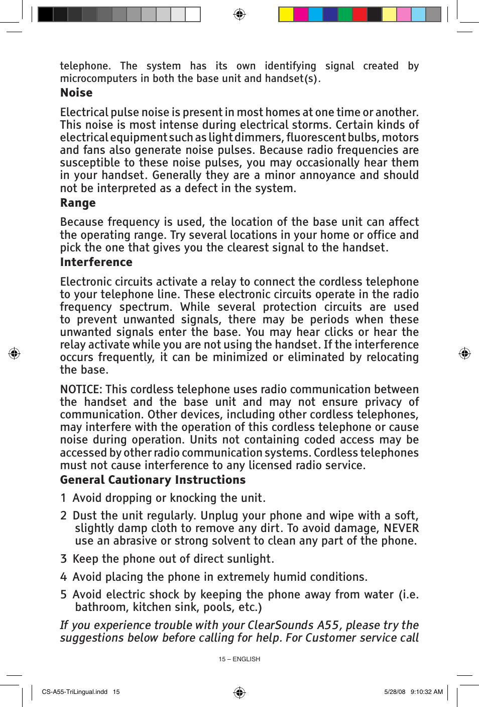 ClearSounds CS-A55 User Manual | Page 15 / 19