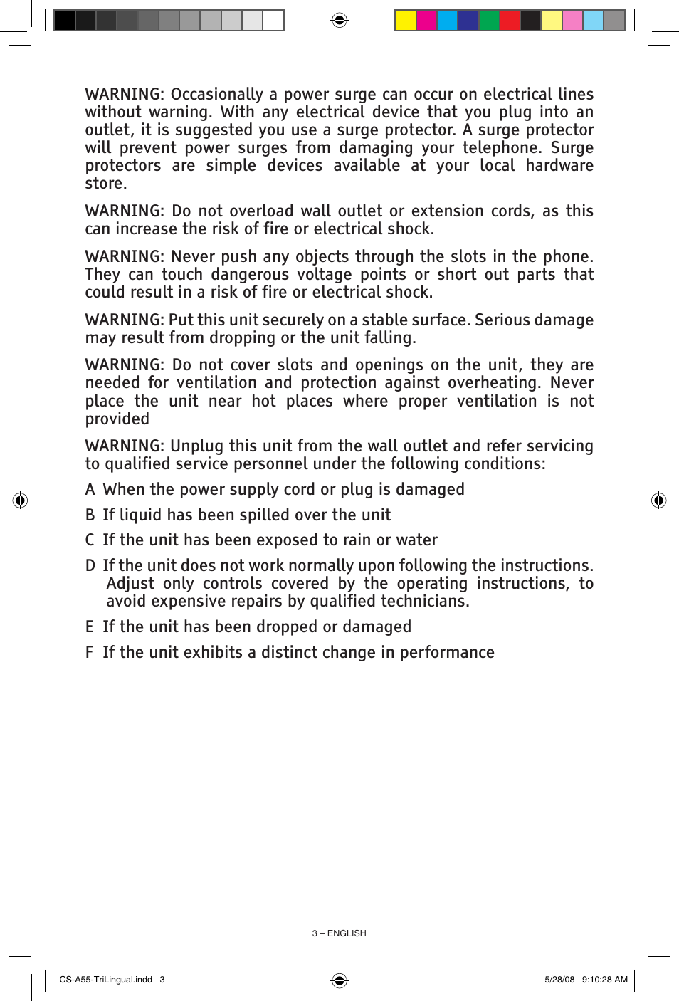 ClearSounds CS-A55 User Manual | Page 3 / 19