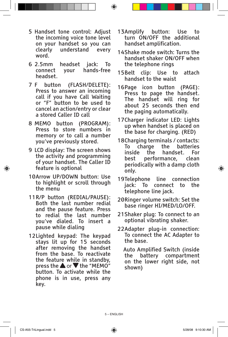 ClearSounds CS-A55 User Manual | Page 5 / 19