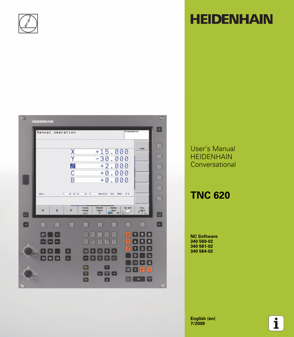 HEIDENHAIN TNC 620 (340 56x-02) User Manual | 511 pages