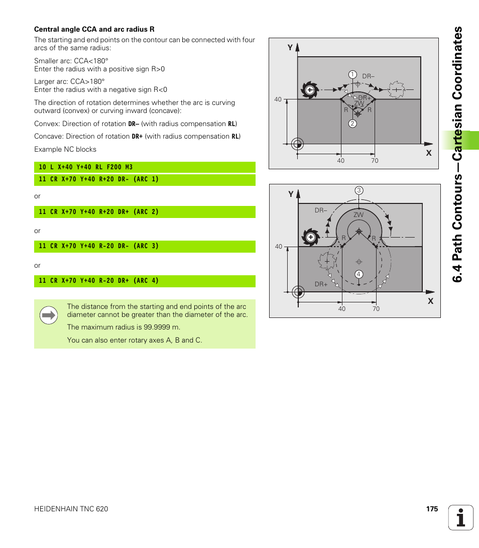 4 p a th cont ours—car te sian coor dinat e s | HEIDENHAIN TNC 620 (340 56x-02) User Manual | Page 175 / 511