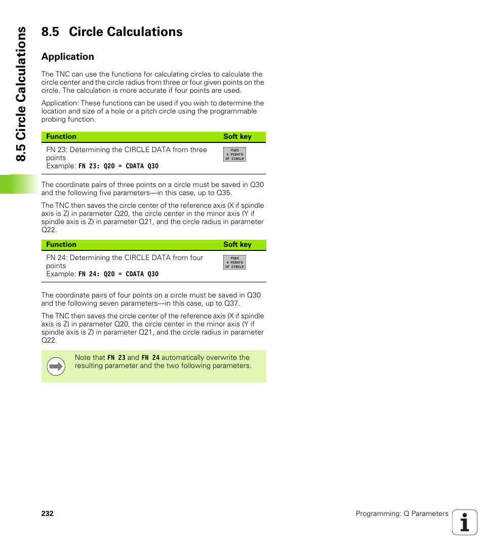 5 circle calculations, Application, 5 cir c le calculations 8.5 circle calculations | HEIDENHAIN TNC 620 (340 56x-02) User Manual | Page 232 / 511