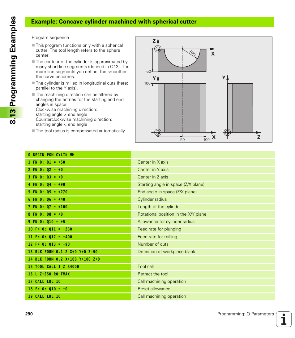 13 pr ogr amming examples | HEIDENHAIN TNC 620 (340 56x-02) User Manual | Page 290 / 511