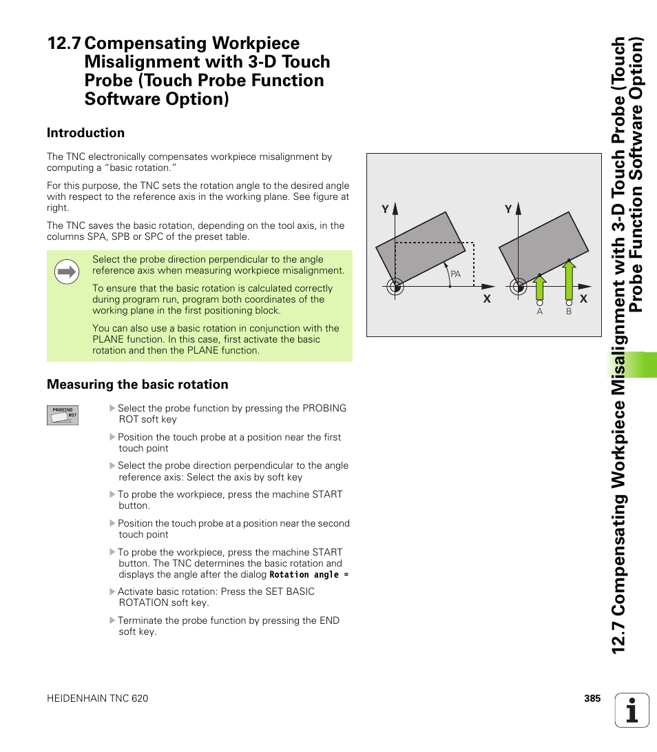 Introduction, Measuring the basic rotation | HEIDENHAIN TNC 620 (340 56x-02) User Manual | Page 385 / 511