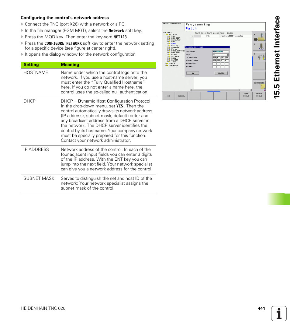 5 ether n et int e rf ace | HEIDENHAIN TNC 620 (340 56x-02) User Manual | Page 441 / 511