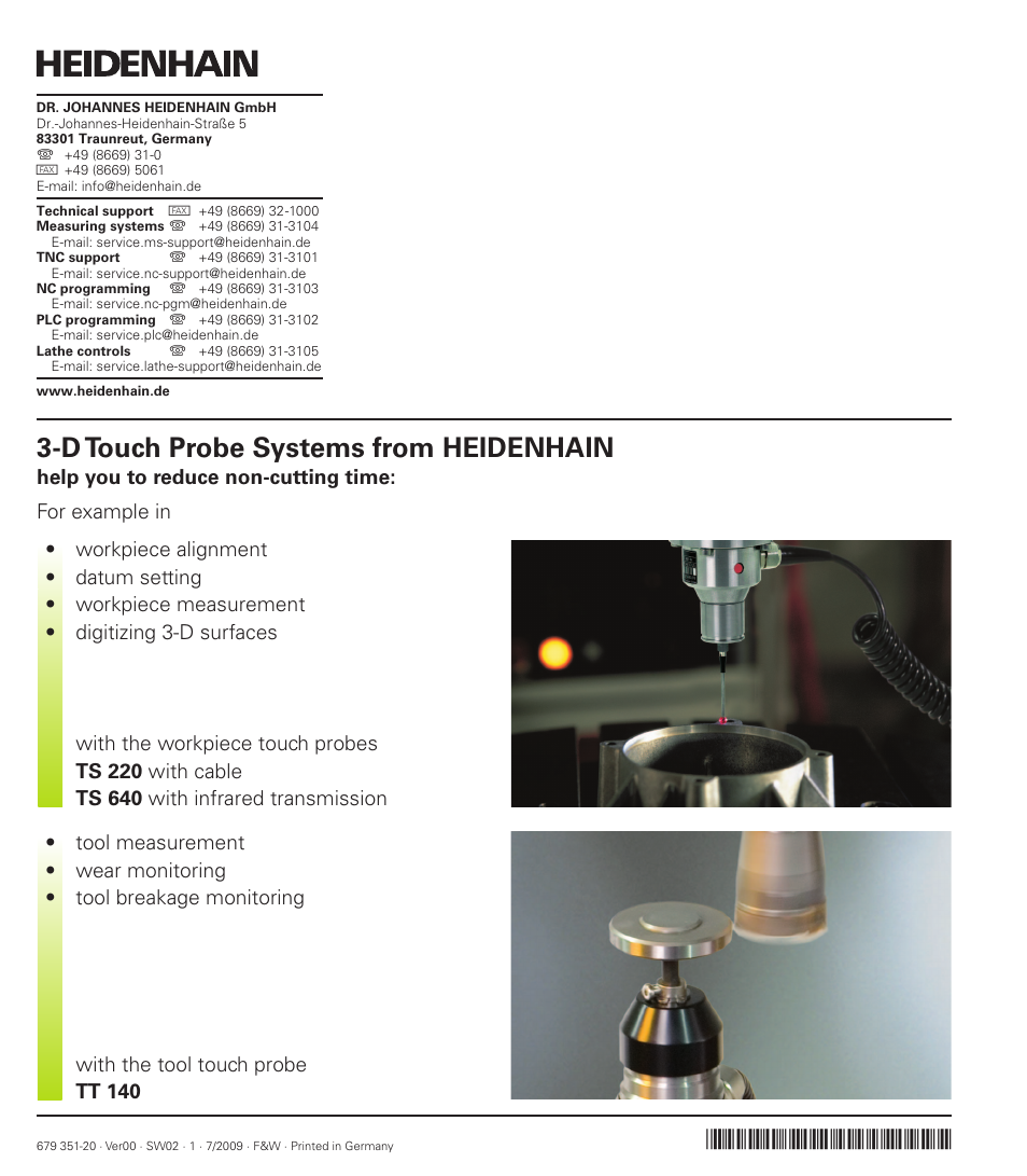 D touch probe systems from heidenhain | HEIDENHAIN TNC 620 (340 56x-02) User Manual | Page 511 / 511