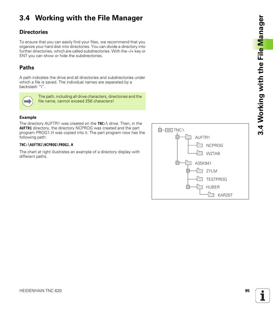 4 working with the file manager, Directories, Paths | HEIDENHAIN TNC 620 (340 56x-02) User Manual | Page 95 / 511