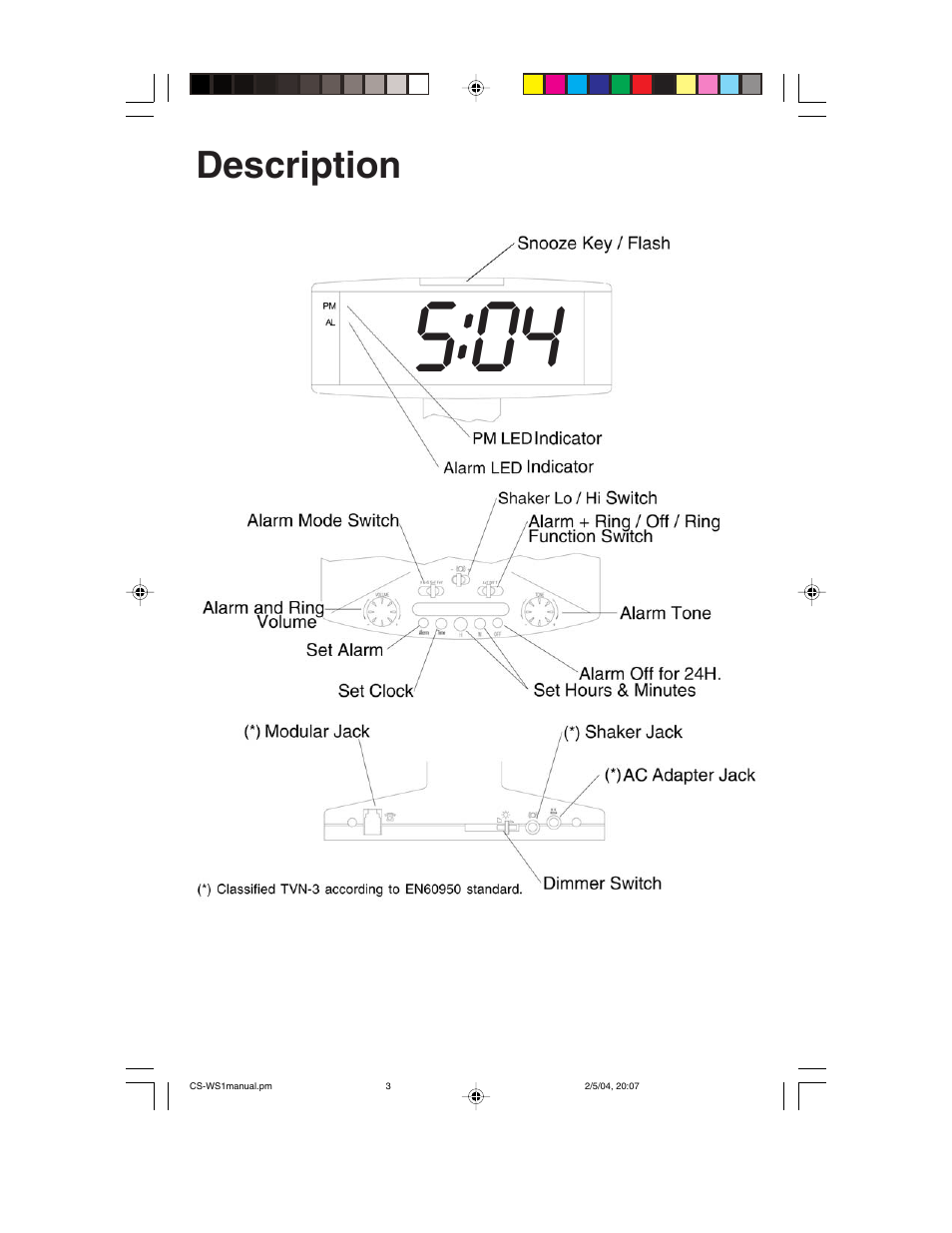 Description | ClearSounds CS-WS1 User Manual | Page 3 / 12
