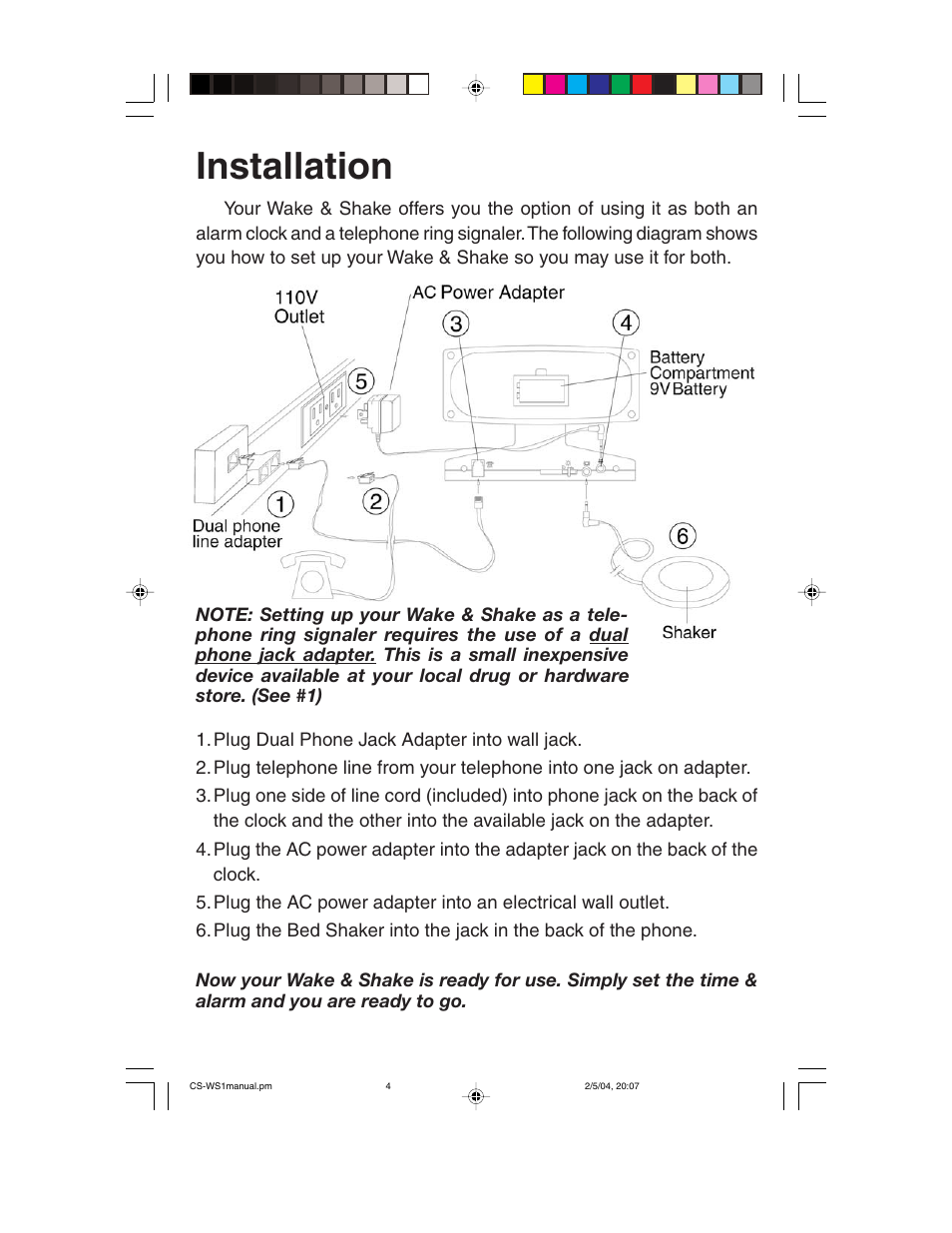 Installation | ClearSounds CS-WS1 User Manual | Page 4 / 12