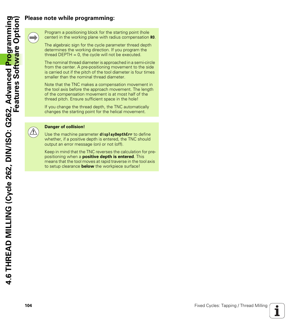Please note while programming | HEIDENHAIN TNC 620 (340 56x-02) Cycle programming User Manual | Page 104 / 437
