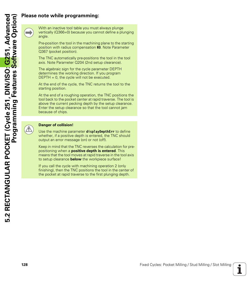 Please note while programming | HEIDENHAIN TNC 620 (340 56x-02) Cycle programming User Manual | Page 128 / 437