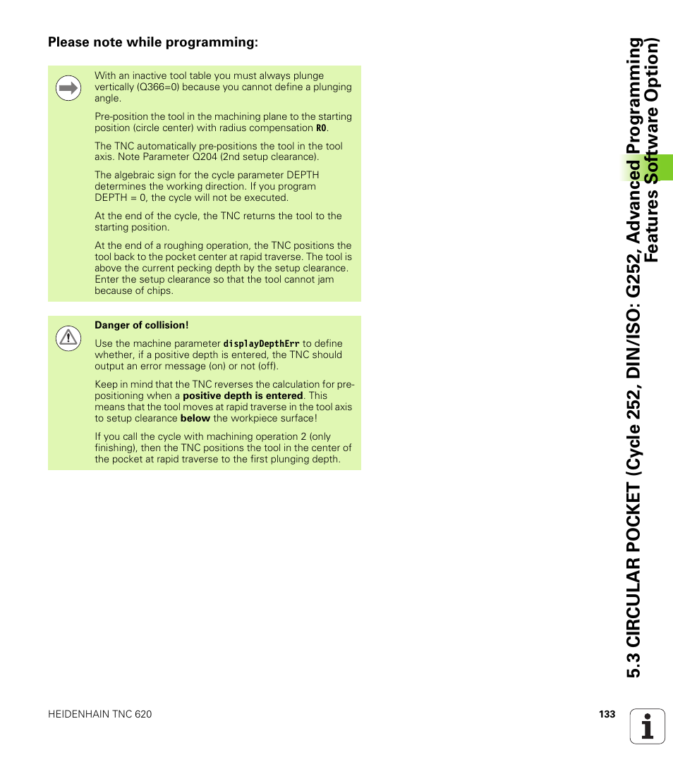 Please note while programming | HEIDENHAIN TNC 620 (340 56x-02) Cycle programming User Manual | Page 133 / 437