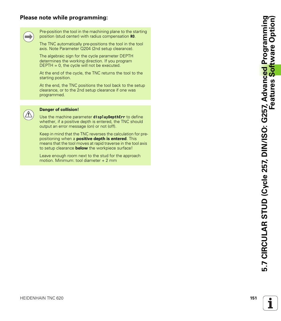 Please note while programming | HEIDENHAIN TNC 620 (340 56x-02) Cycle programming User Manual | Page 151 / 437