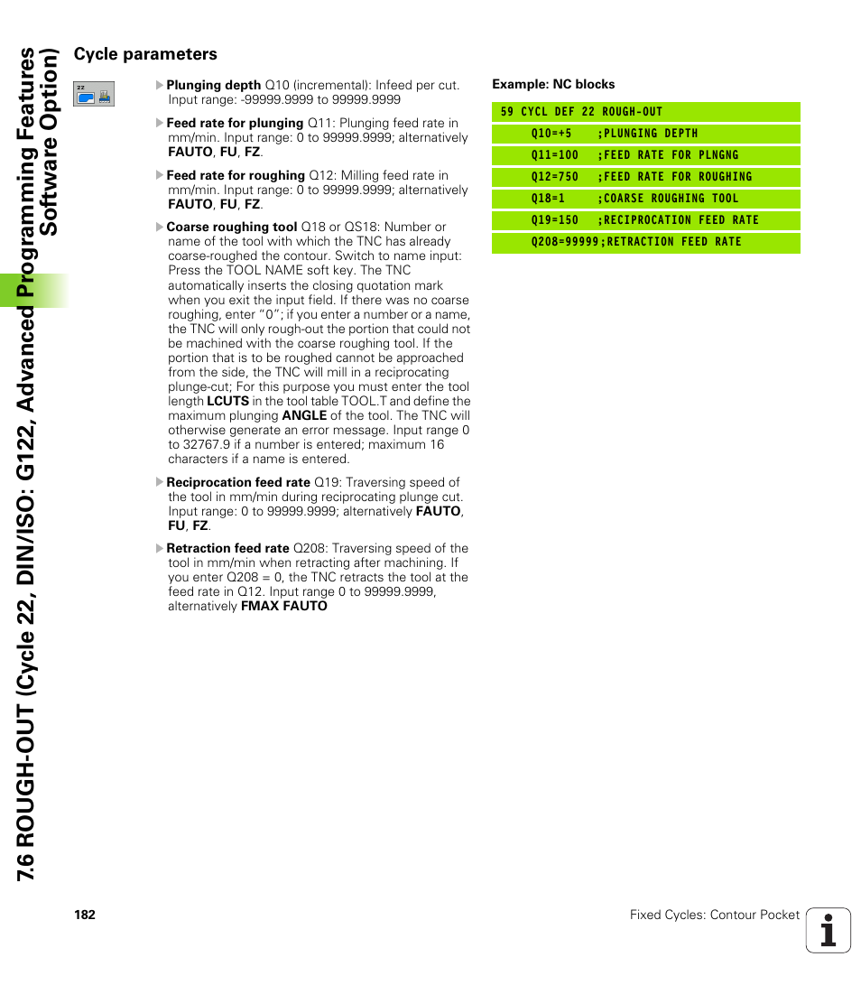 Cycle parameters | HEIDENHAIN TNC 620 (340 56x-02) Cycle programming User Manual | Page 182 / 437